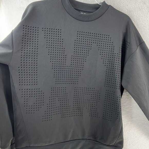 Ivy Park Sweatshirt Womens XXS Oversized Black Perforated Spell Out Logo - Picture 3 of 10